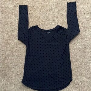 LOFT Blue Fitted Long Sleeve Blouse